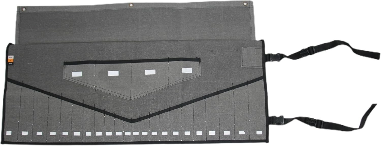 Heavy-Duty Cotton Canvas Tool Roll 26 Pockets Organizer for Mechanic SAE Metric