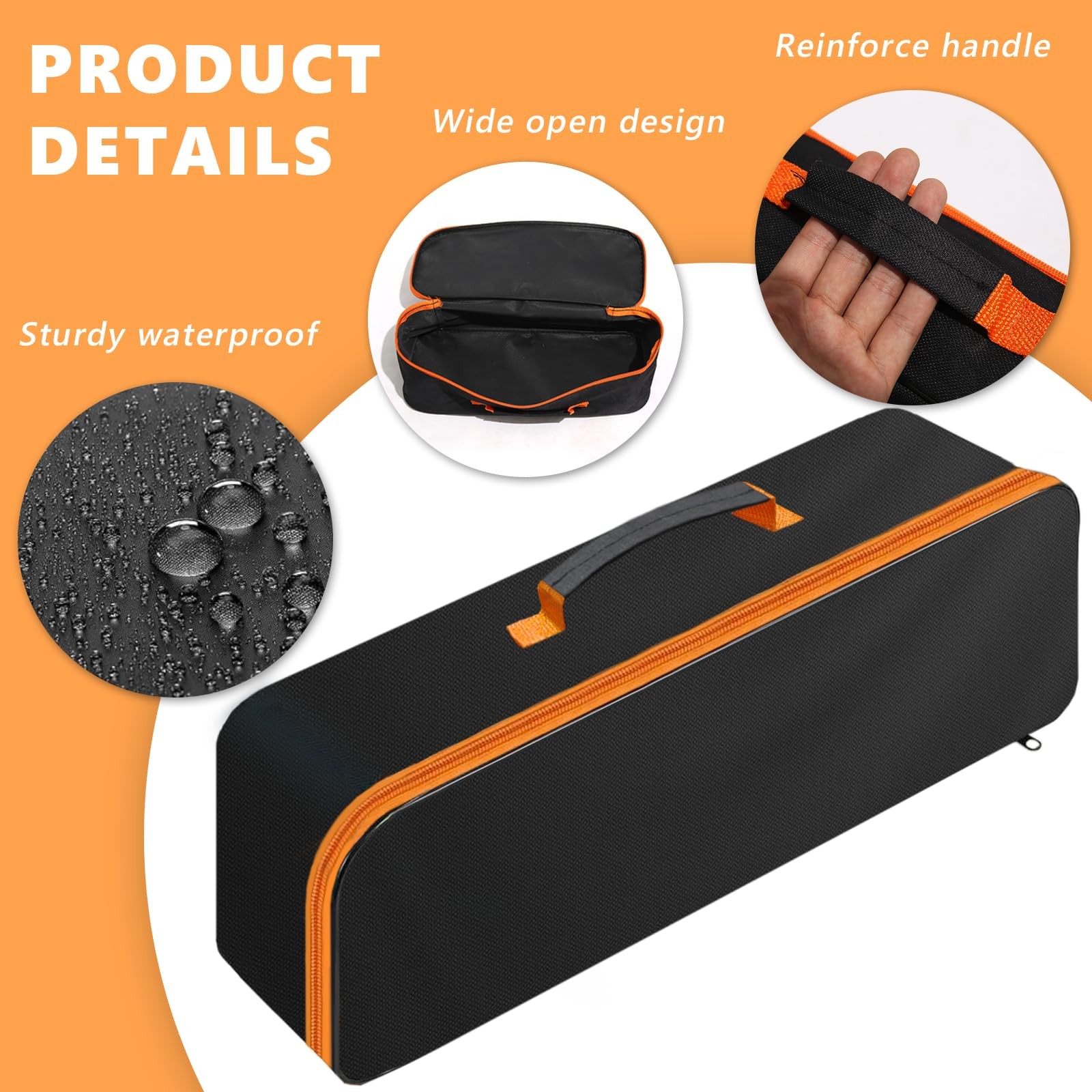 3 Pack Tool Bag with Zipper, Utility Wide Mouth Waterproof Oxford Tool Pouch,…