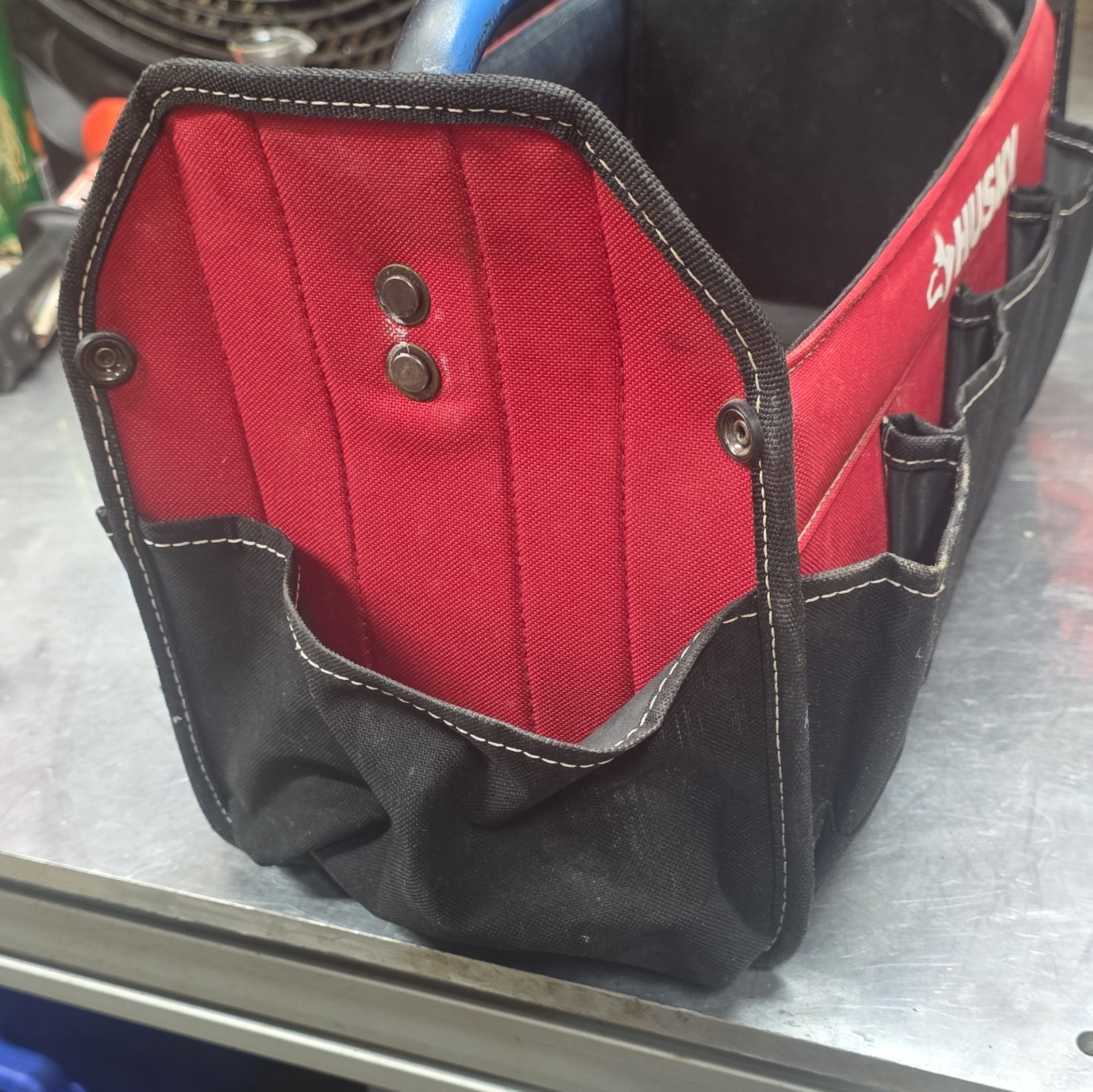 Husky Open Top Tool Tote Bag Red Black Heavy Duty Tool Organizer