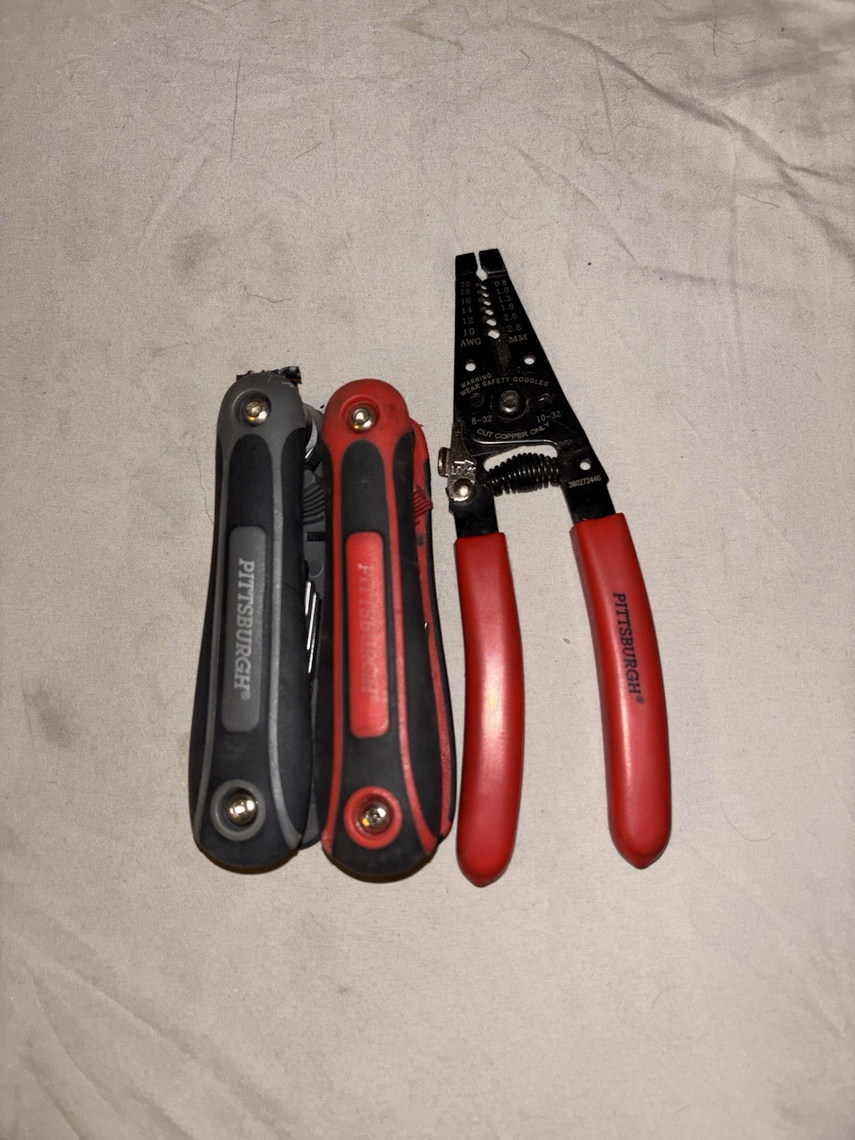 Bauer Black Red Tool Pouch with Wire Strippers, Crimpers, Multi-Tools Set