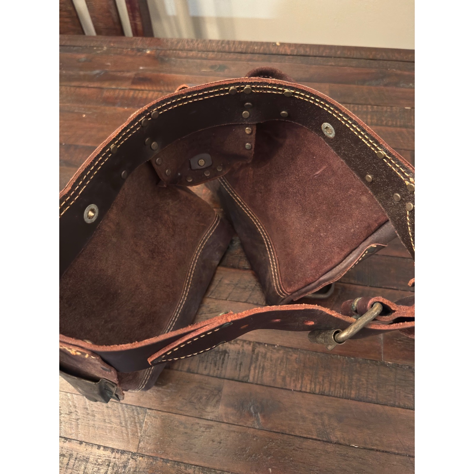 AWP Oil Tanned Leather Tool Belt Brown Heavy Duty Carpenter Construction Apron