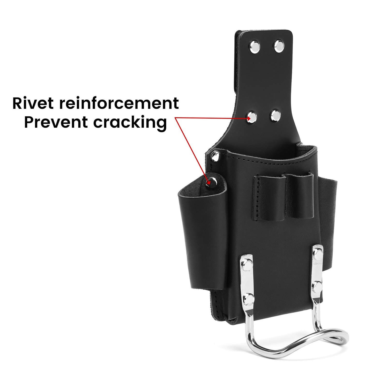 Small Leather Tool Pouch 6 in 1 Top Grain Hammer Loop Belt Holster Heavy Duty