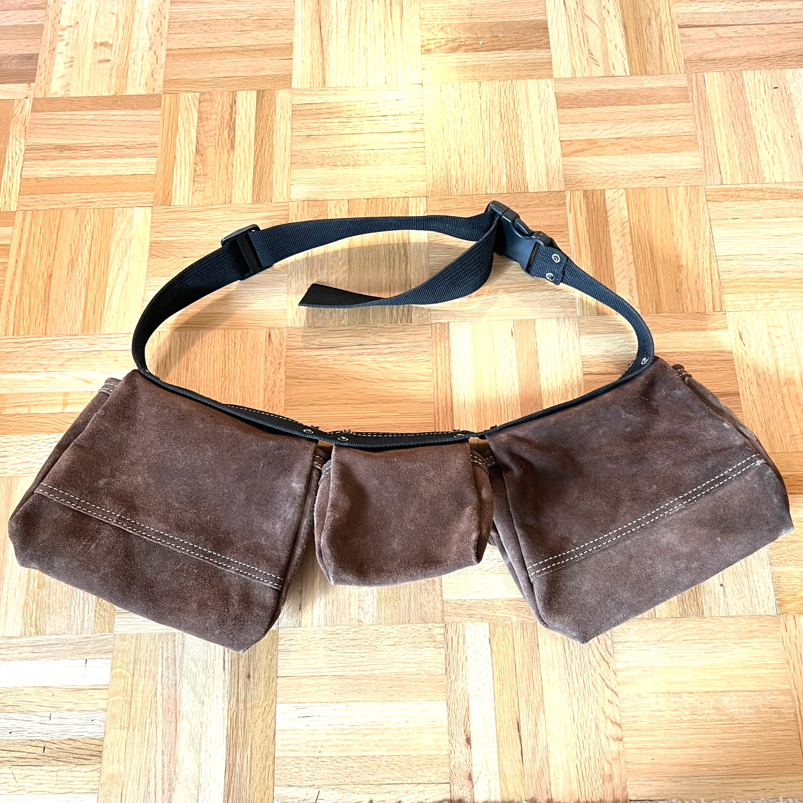 Master Force Heavy Duty Tool Belt Brown Suede Adjustable Construction Carpenter
