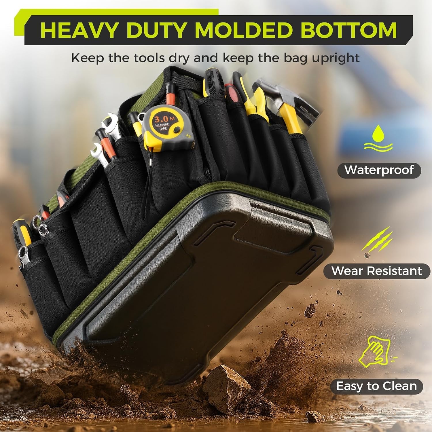 16-Inch Heavy Duty Electrician Tool Bag, 46 Pockets