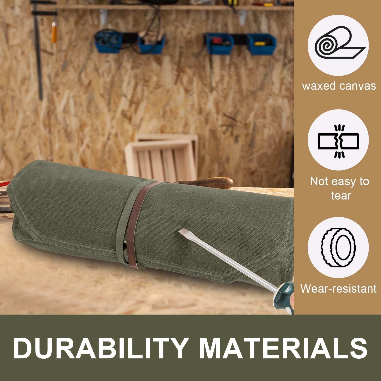Chisel Roll,12 Pockets Roll Up Tool Pouch,Waxed Canvas Small Tool Roll Organi…