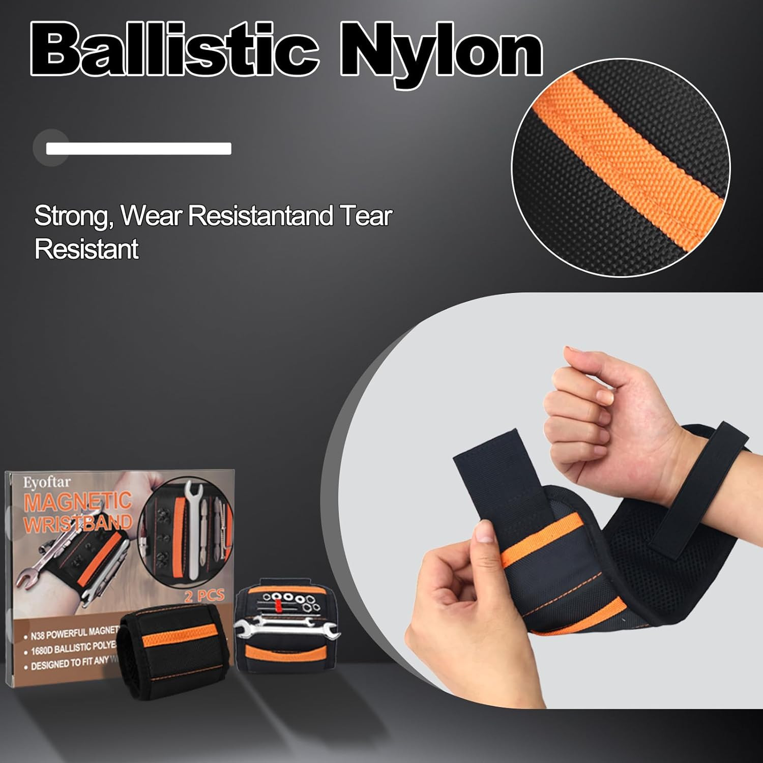 Magnetic Wristband for Tools 2‑Pack, 20‑Magnet Heavy‑Duty Holder for Screws & Na