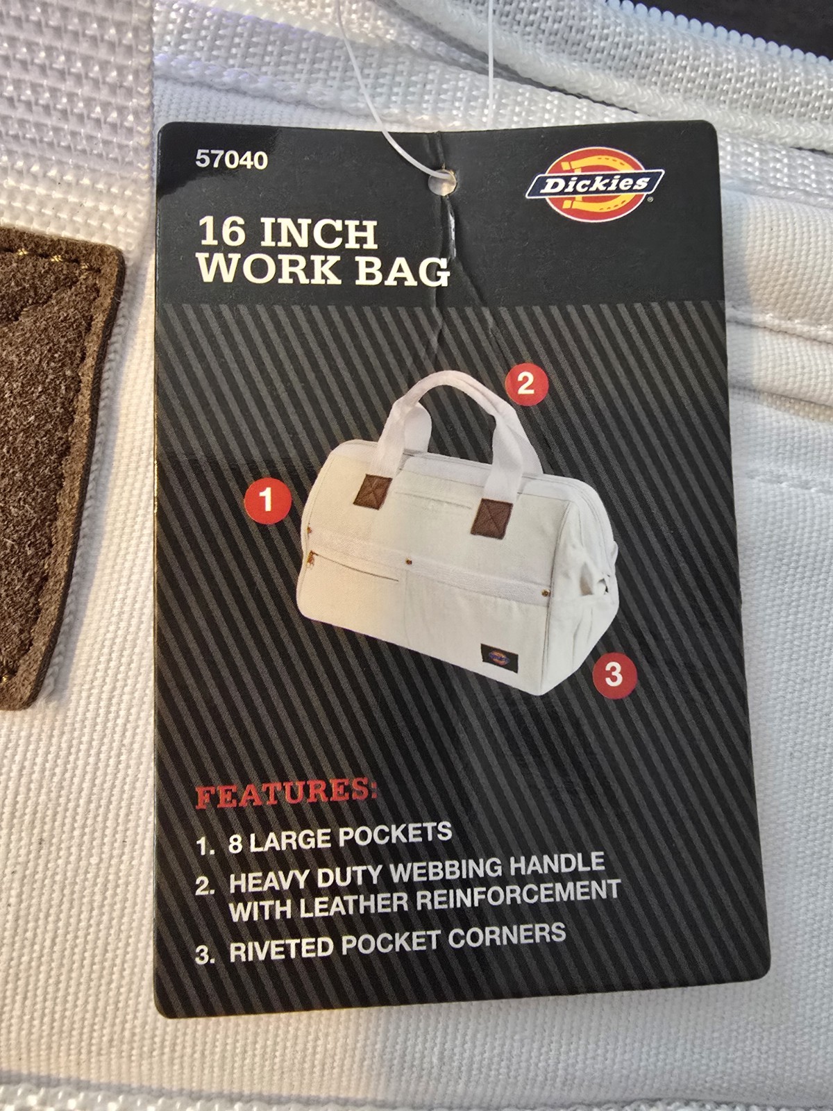 Dickies 16-Inch Durable Canvas Work Bag for Painters, Carpenters, and White