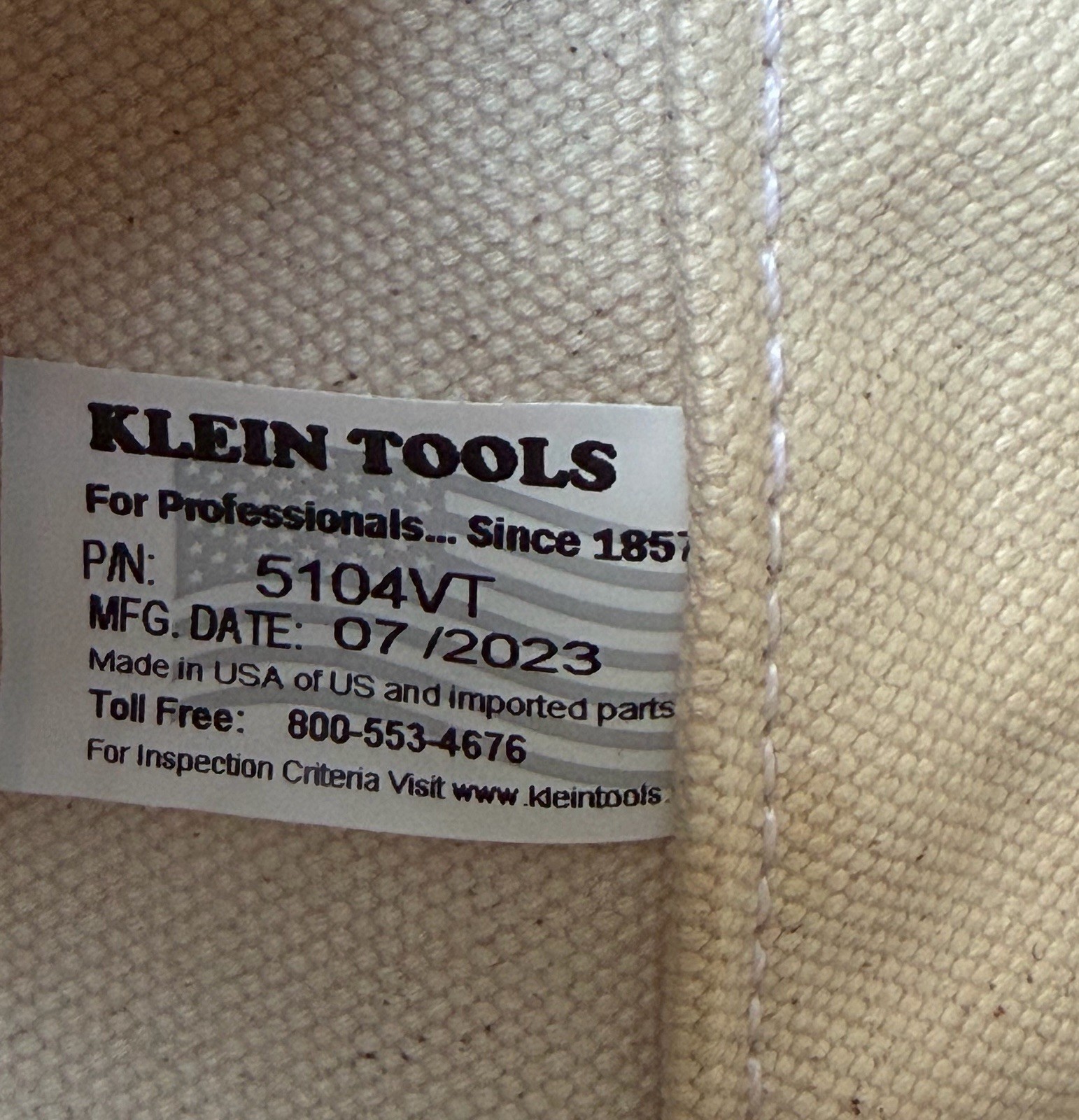 Klein Tools 5132 Large Canvas Tool Bucket w/ Drawstring Closure, 15 in