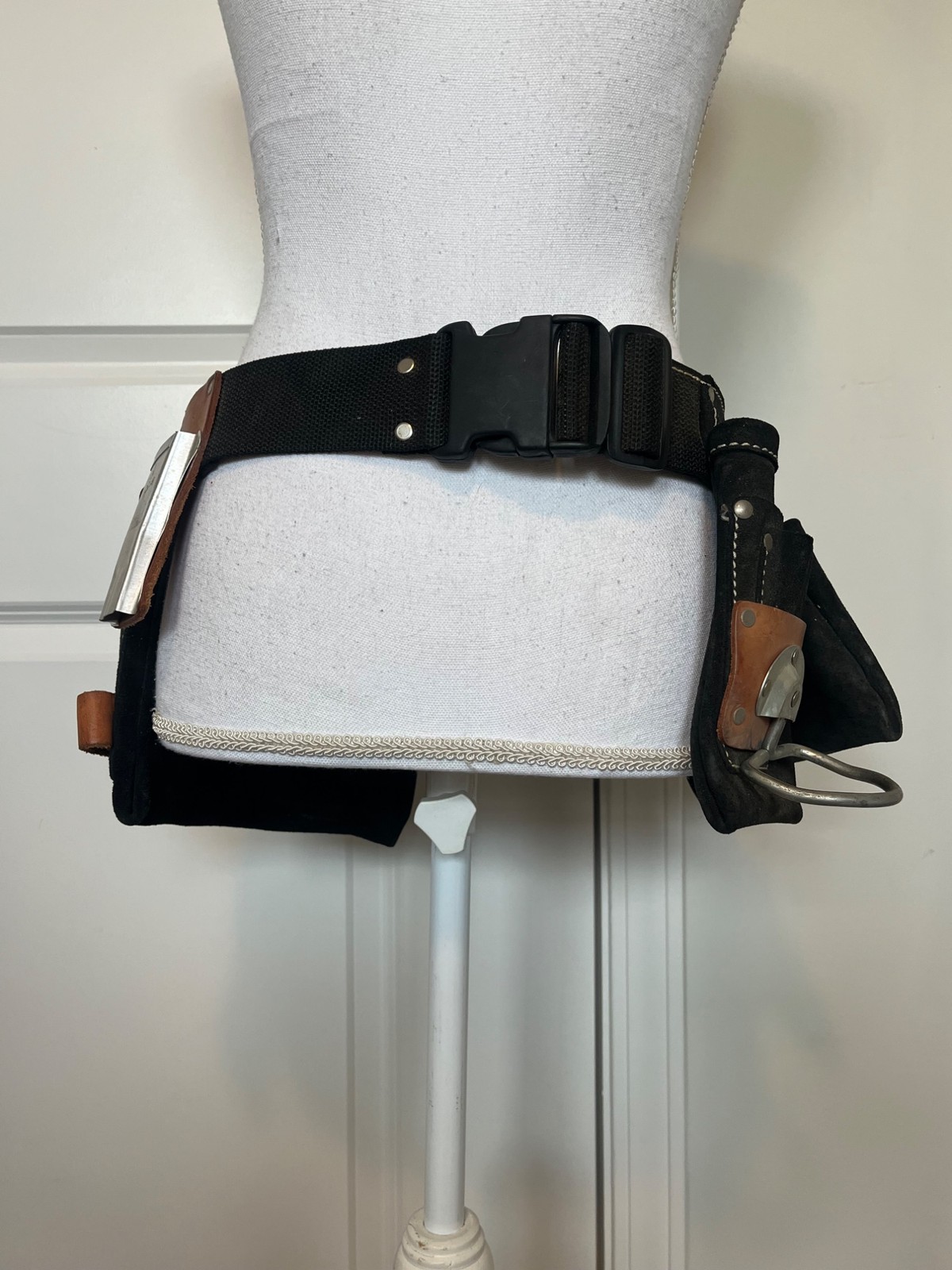 Vtg CLC Custom LeatherCraft Black Tool Belt Pouches Hammer Holder No 38427X USA
