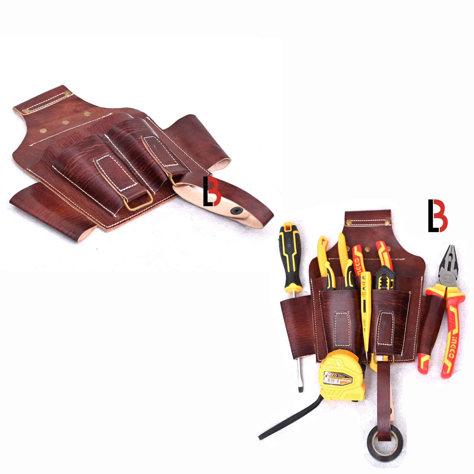 Tradesman Pocket Leather Electrician Telecom Utility Tool Pouch Bag Belt Loop
