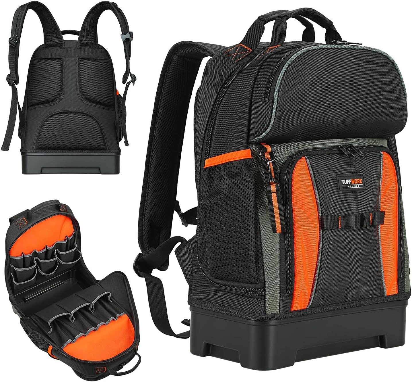 Heavy Duty Tool Bag with Multiple Compartments – Black & Orange Storage Solution