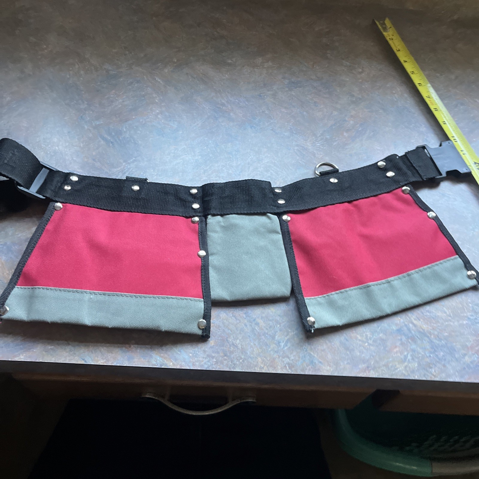 🔥 Youth Red Toolbox Canvas Adjustable Tool Belt Pouch Belt One Size 8+ Kids