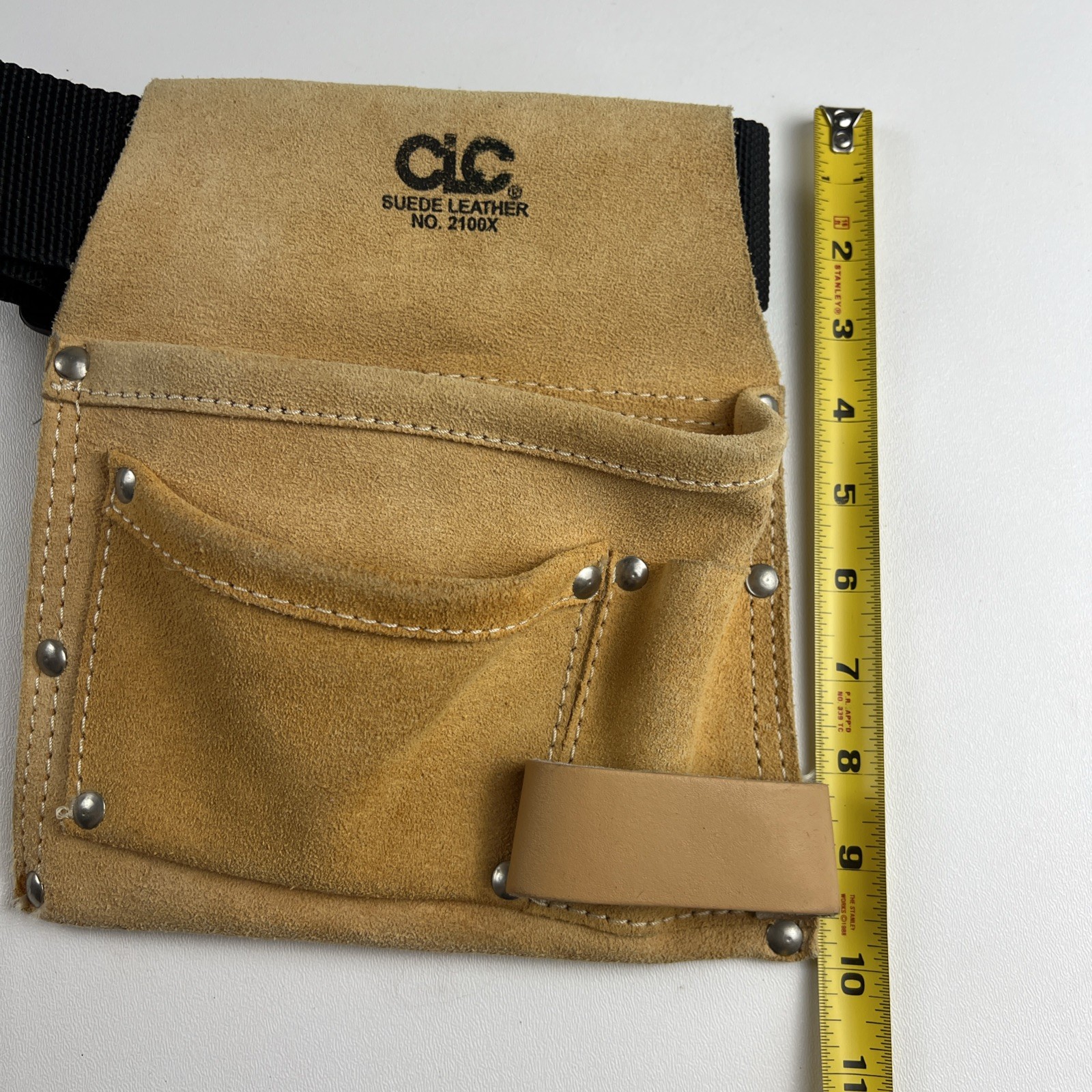 CLC custom leathercraft Suede Tool Bag & Poly Web Belt 3 Pocket Tan