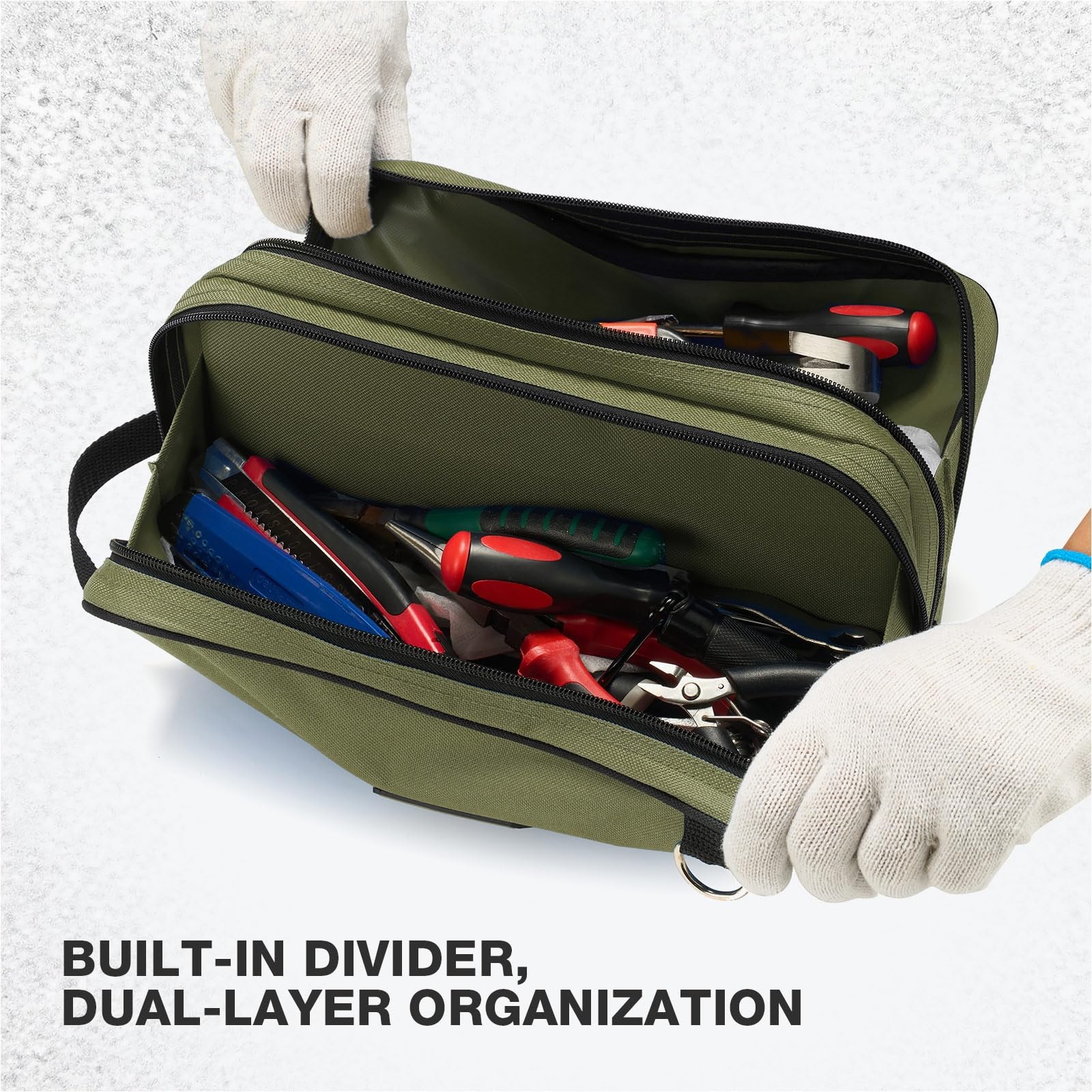 Small Tool Bag, 12 Inch Tools Pouch with 2 Pockets and Adjustable Shoulder Strap