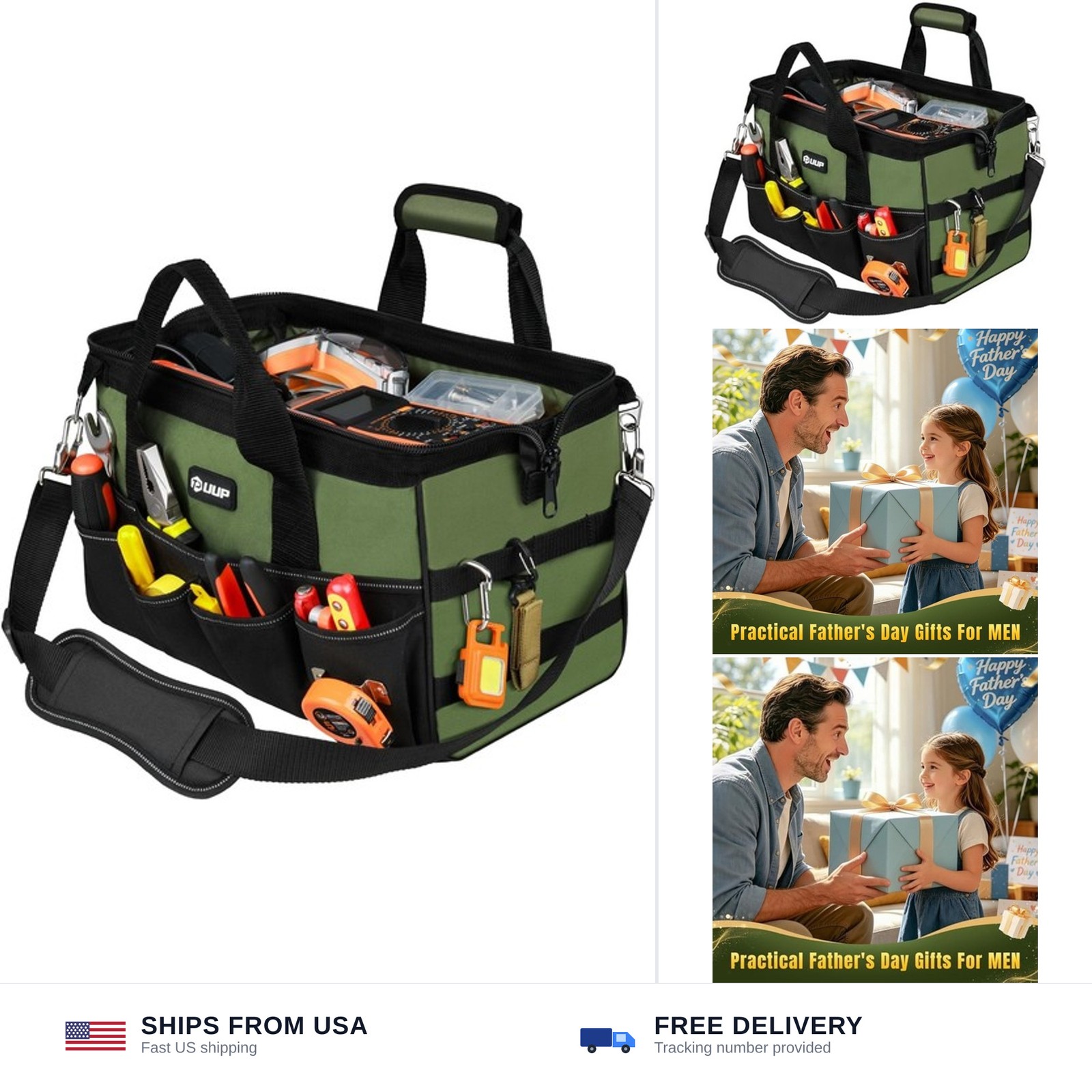 UUP Heavy Duty Tool Bag 15-Inch, 16-Pocket Portable Empty Tool Box Organizer,…