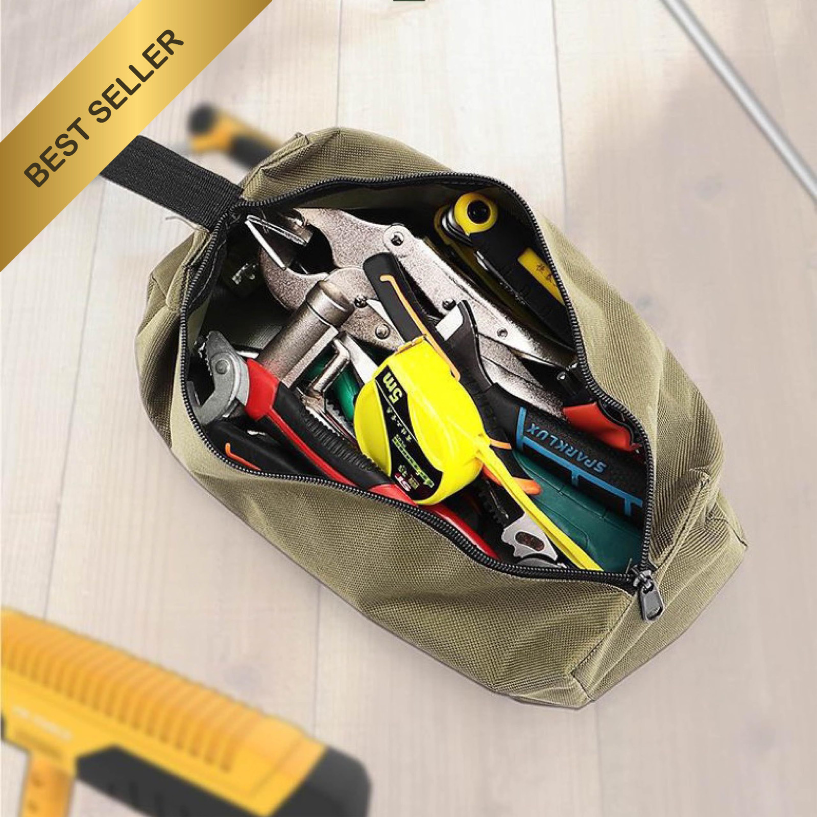 2 Pack Canvas Tool Pouch Bags Multi-Purpose Zipper Storage Electrician Organizer