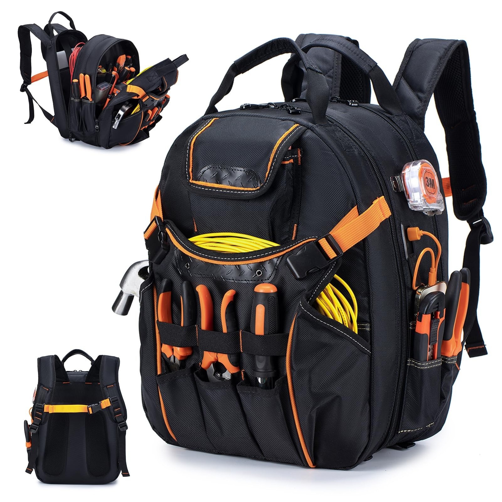 Tool Backpack Heavy Duty 52 Pockets Tool Bag Backpack for Men Waterproof Elec…