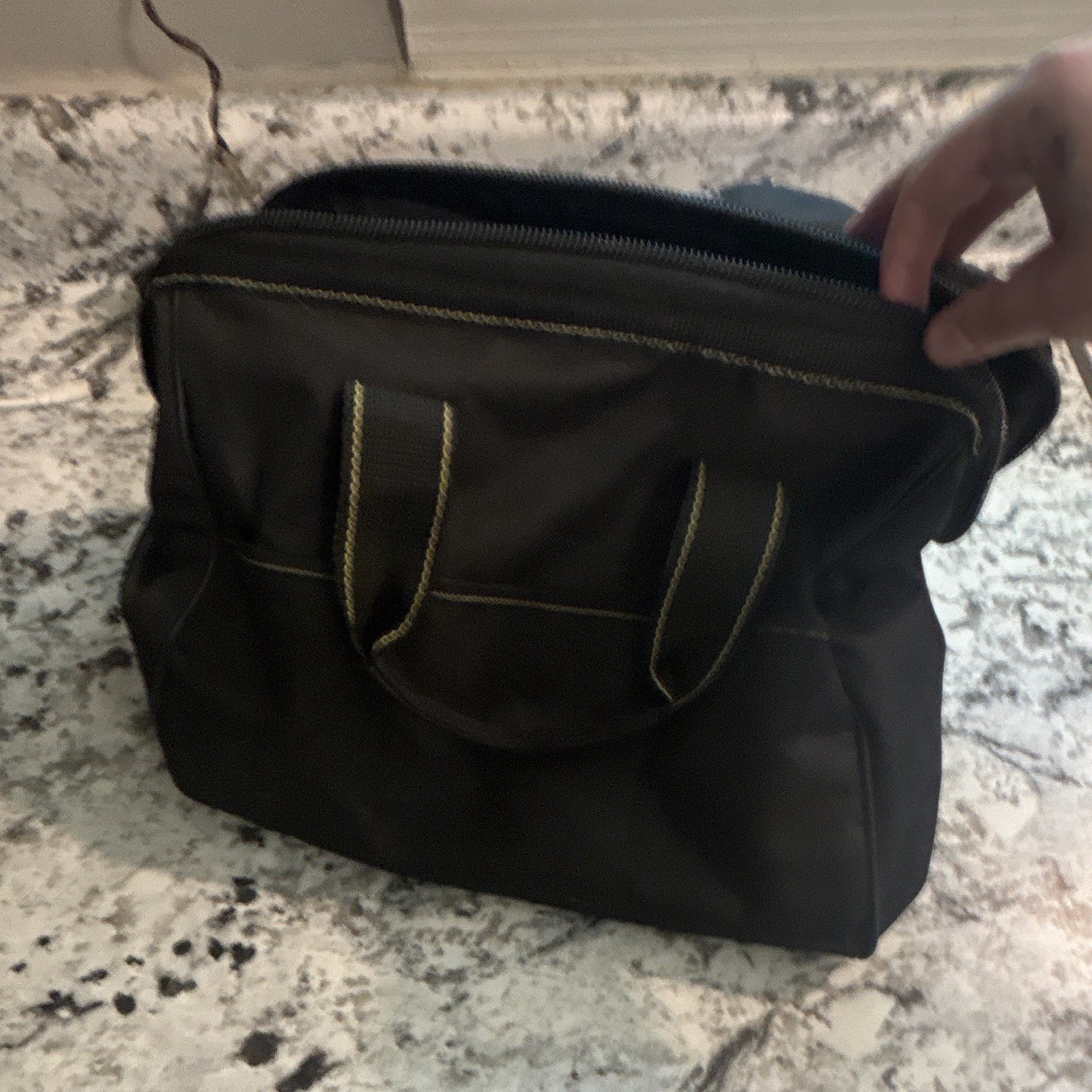 Voyager Black/Yellow Fabric Tool Bag w/ Handle, Zipper Closure, Model Voyager