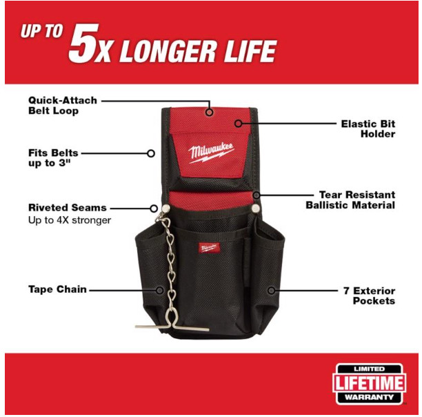 Milwaukee 48-22-8118 1680D Ballistic Compact Utility Pouch, 7 Exterior Pockets