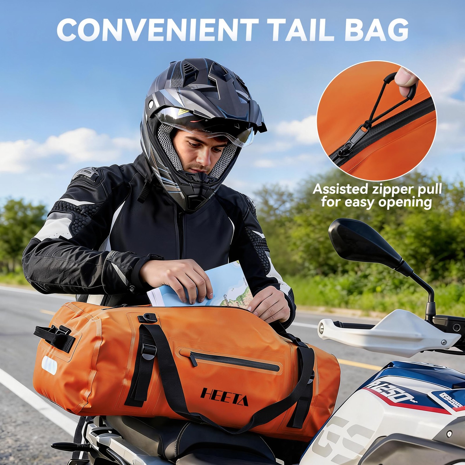 Waterproof Motorcycle Dry Bag, Waterproof Duffel Luggage Travel Bags with Zip…