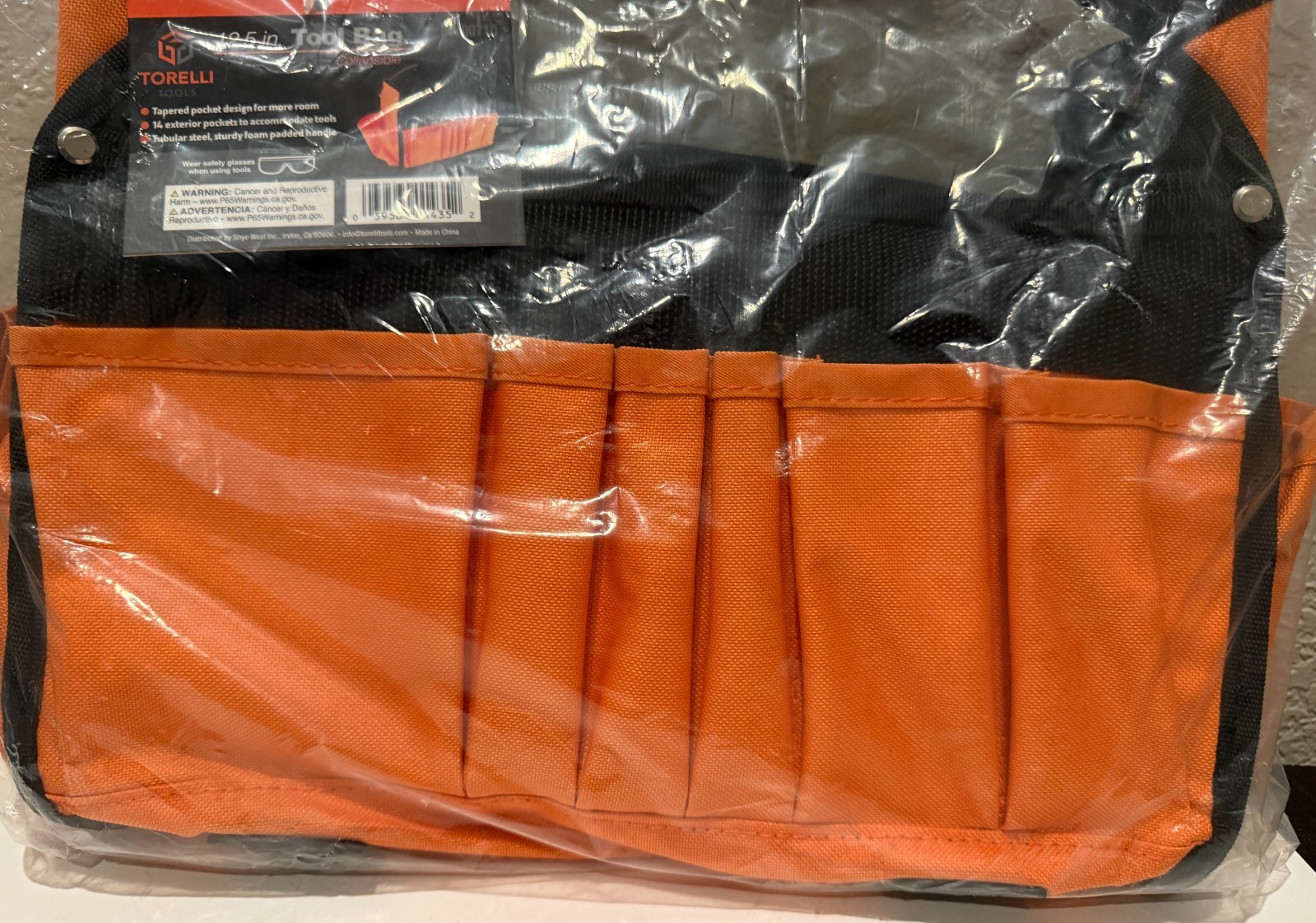 Torelli Tools 12.5 in Tool Bag Collapsible 14 Exterior Pockets Steel Handle NEW