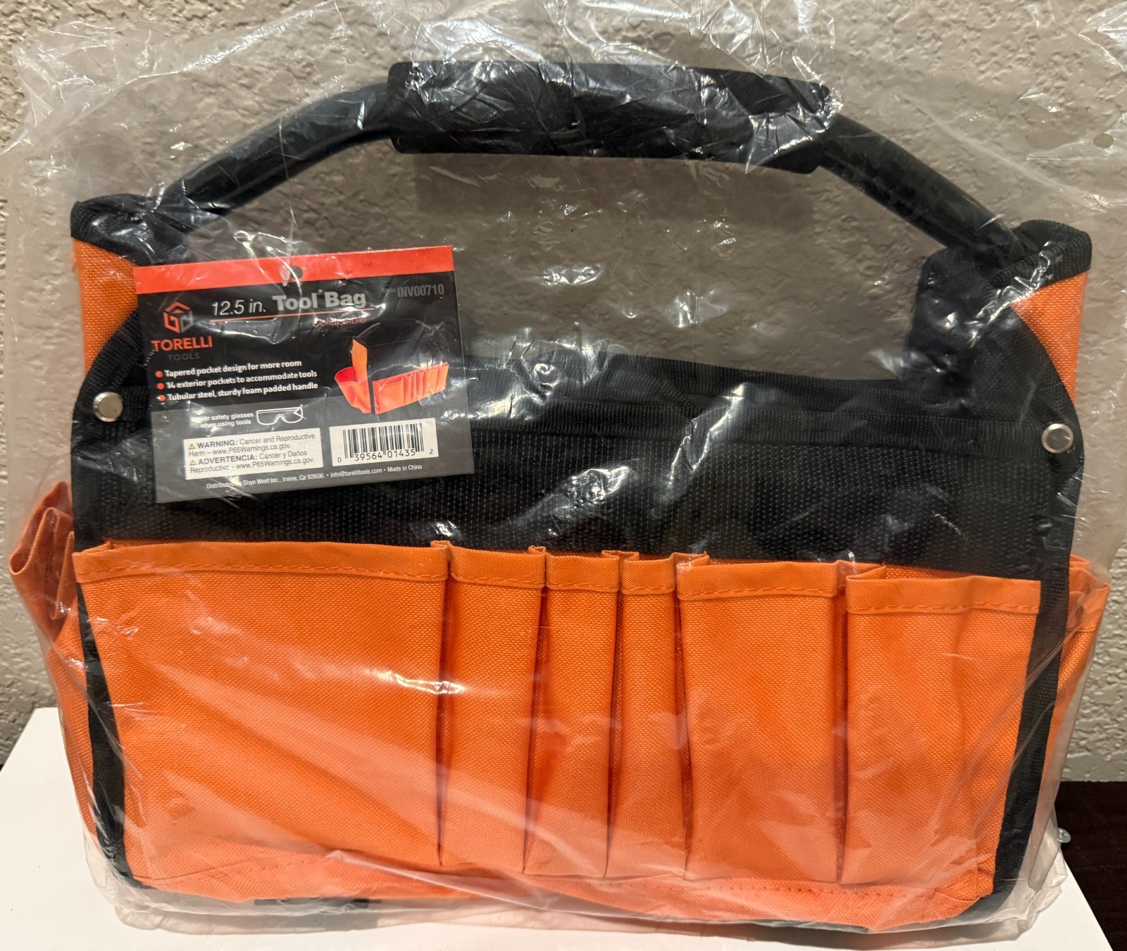 Torelli Tools 12.5 in Tool Bag Collapsible 14 Exterior Pockets Steel Handle NEW