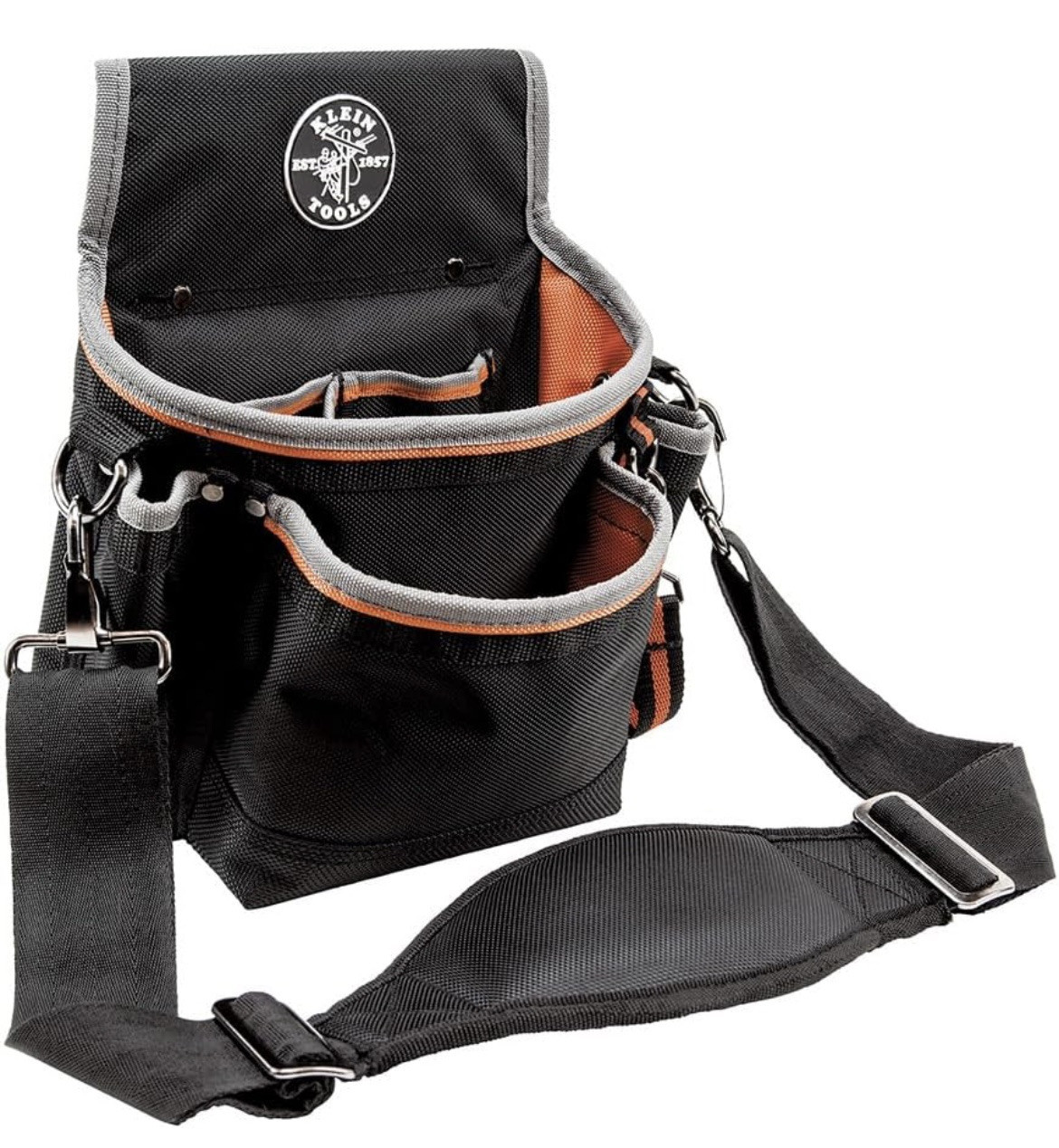 Klein Tools Tradesman Pro 15-Pocket Tool Pouch Holster in Black & Orange