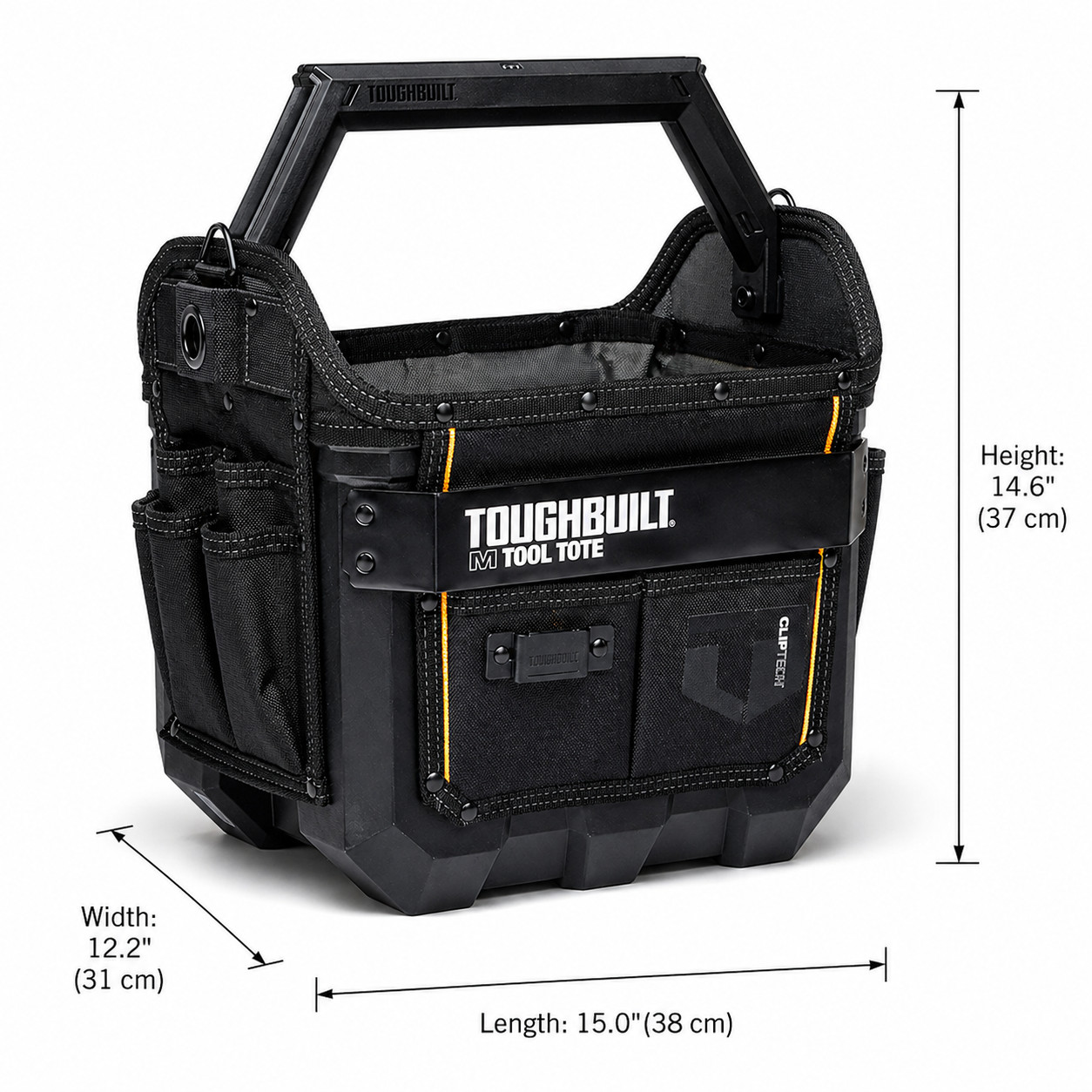 Toughbuilt 12″ Pro Heavy Duty Tool Bag Tote 31 Pockets Wide Opening Work Gear