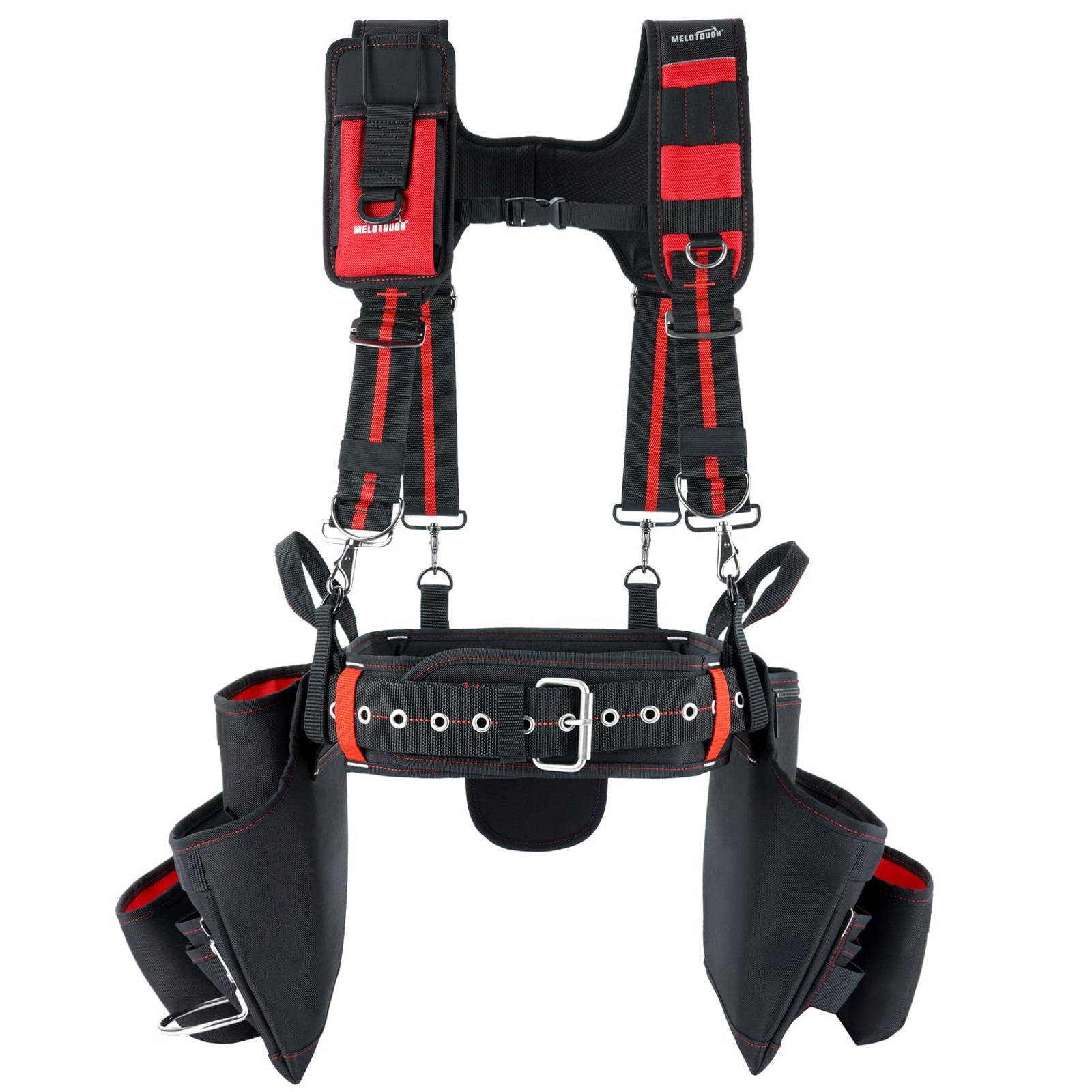 MELOTOUGH Tool Belt with Suspenders, 29 Tool Bag Rig Combo Apron Tool Pouch, …