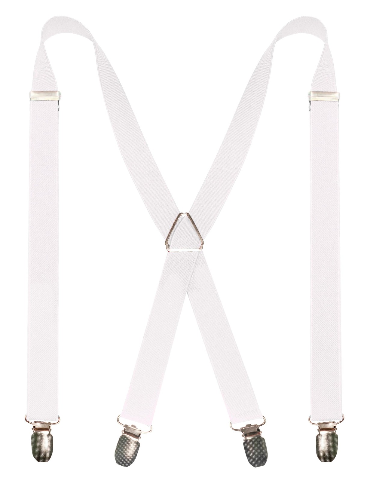 RBOCOTT Mens White Suspender with 4 Clips Adjustable up to 1 meter,