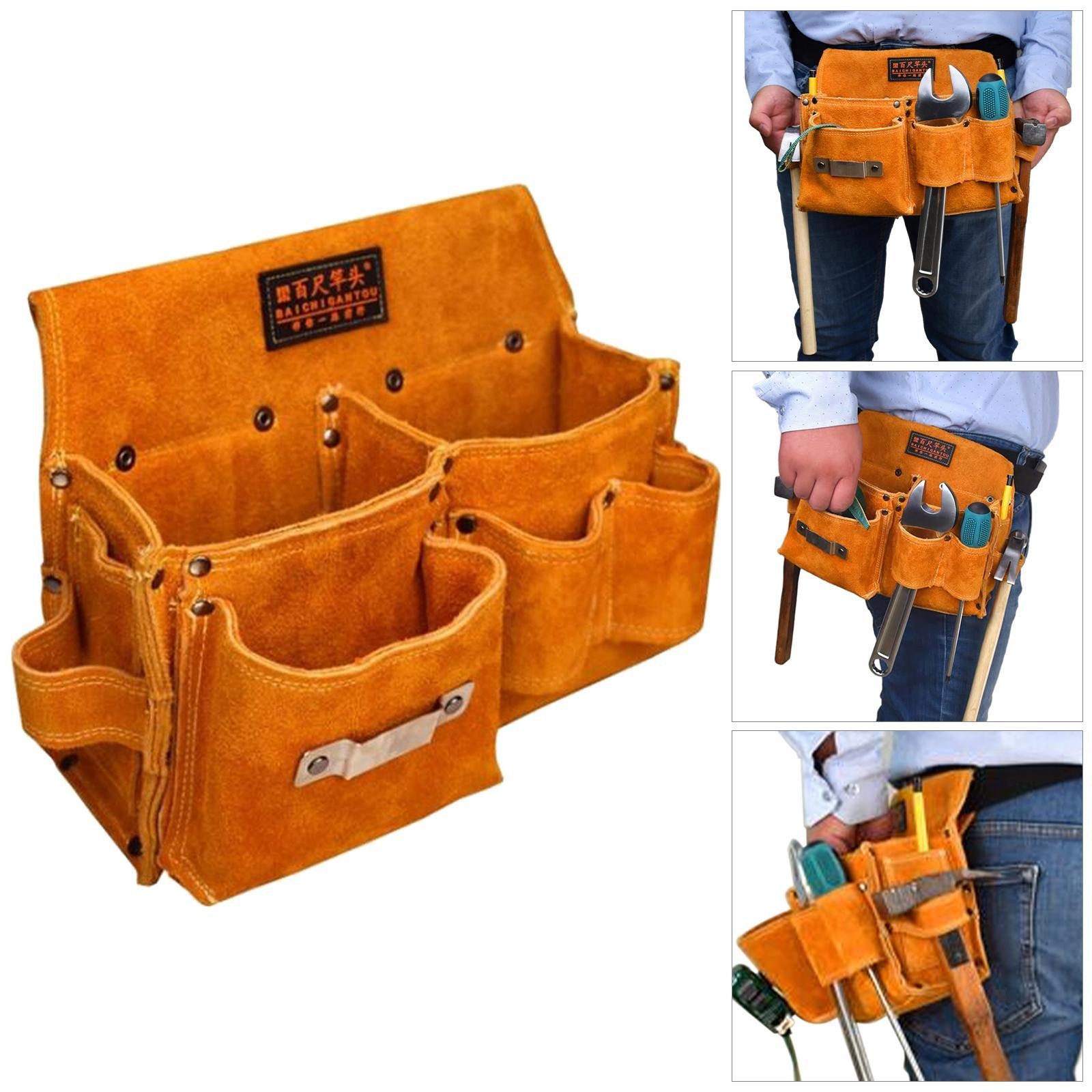 Artificial Leather Pouch Multipurpose Portable Tool Roll Case for Carpenter