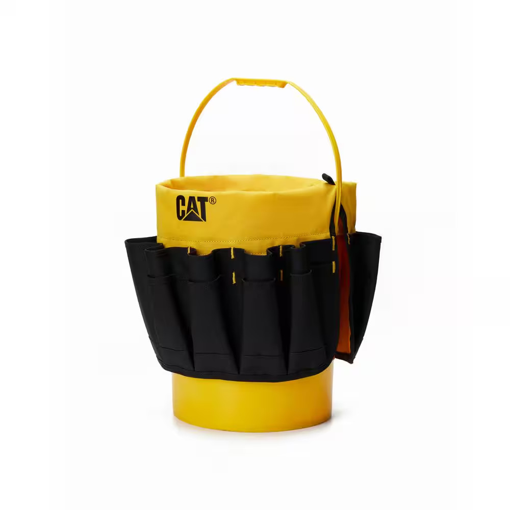 Tool Storage, 18 In., 26 Pockets , Black and Yellow, 600-D Polyester ,Bucket Org