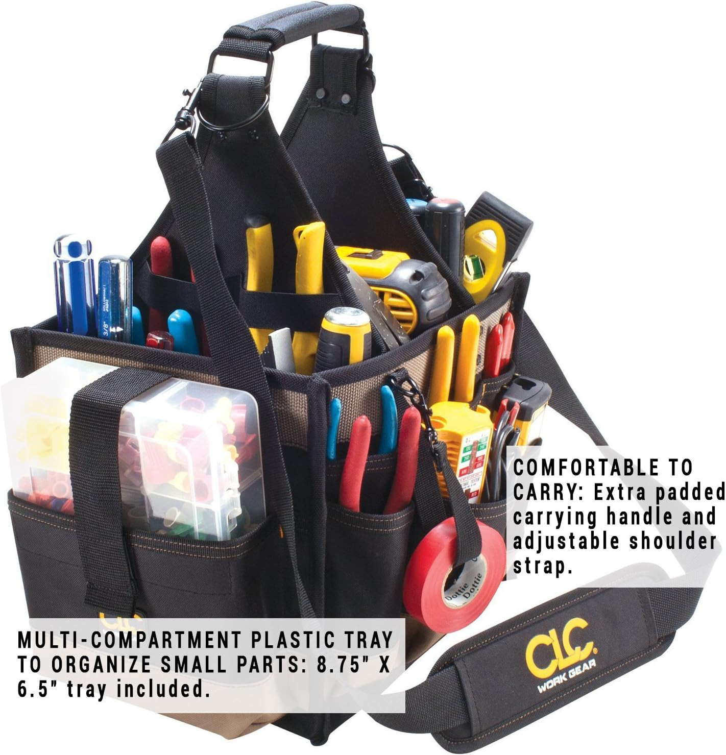 CLC 1528 Large Electrical and Maintenance Tool Carrier, Black