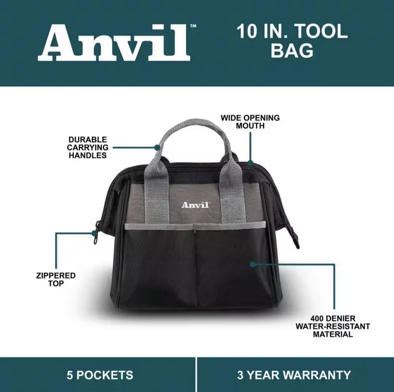 Anvil 10 in. Tool Bag (3-Pack) ANV60010-3PK-TH-DB-DIP