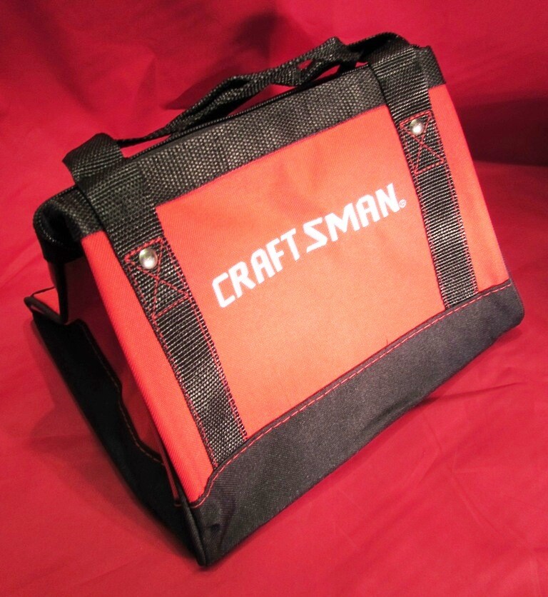CRAFTSMAN V20 TOOL BAG 11×7.5×7″ RED WITH BLACK, HOLDS UP TO 2 TOOLS+BATTS – NEW