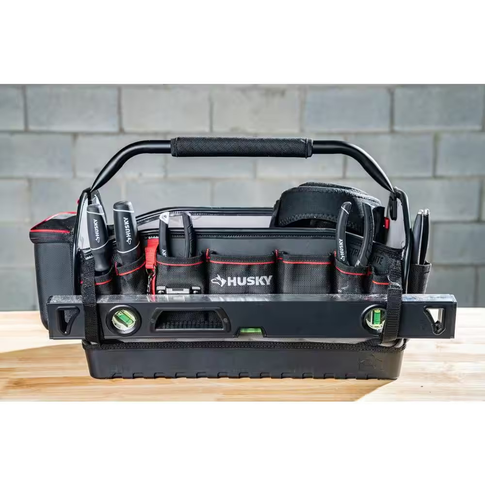 Husky Heavy-Duty 20 in. 31 Pockets PRO All-Trade Tool Bag Tote