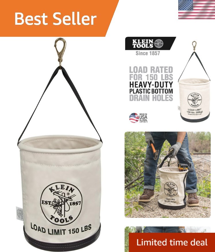 Canvas Bucket, All-Purpose Tool Bucket with Plastic Bottom with Drain Holes, …