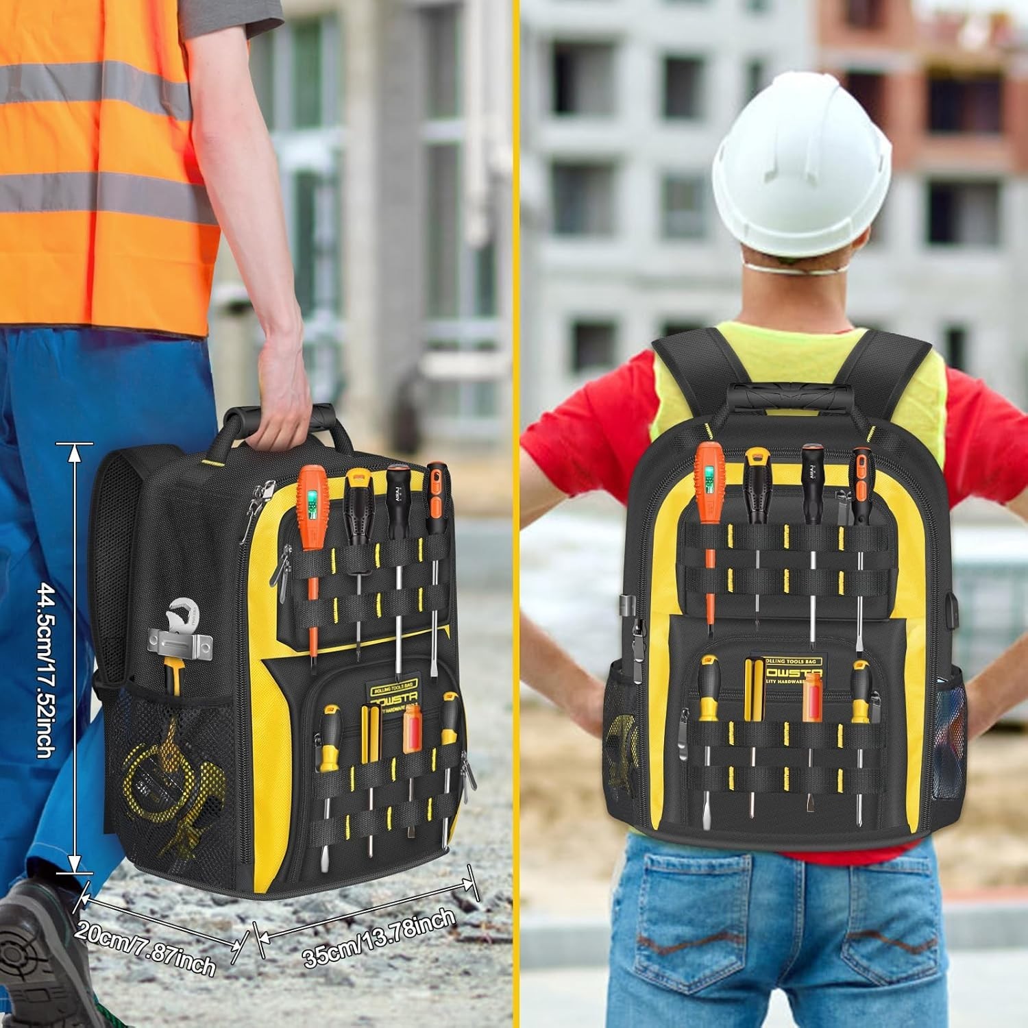 18 in Heavy-duty Tool Backpack with USB Port,Waterproof Electrician Tool Bag …