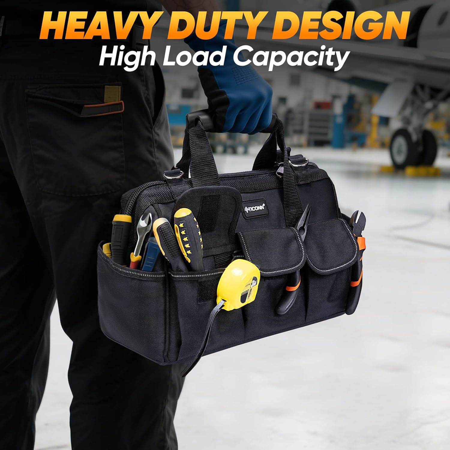 Heavy Duty Tool Bag with Multi-Pockets, Portable Tool Box Organizer Storage Bag,