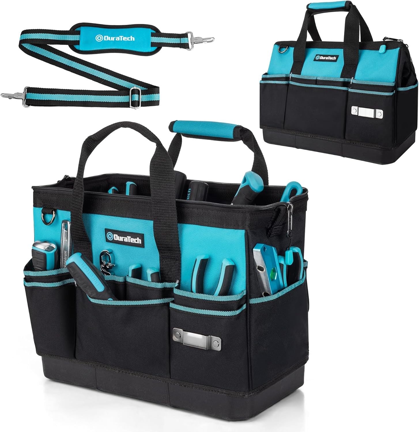 DURATECH 16-Inch Heavy Duty Tool Bag with Waterproof Hard Bottom