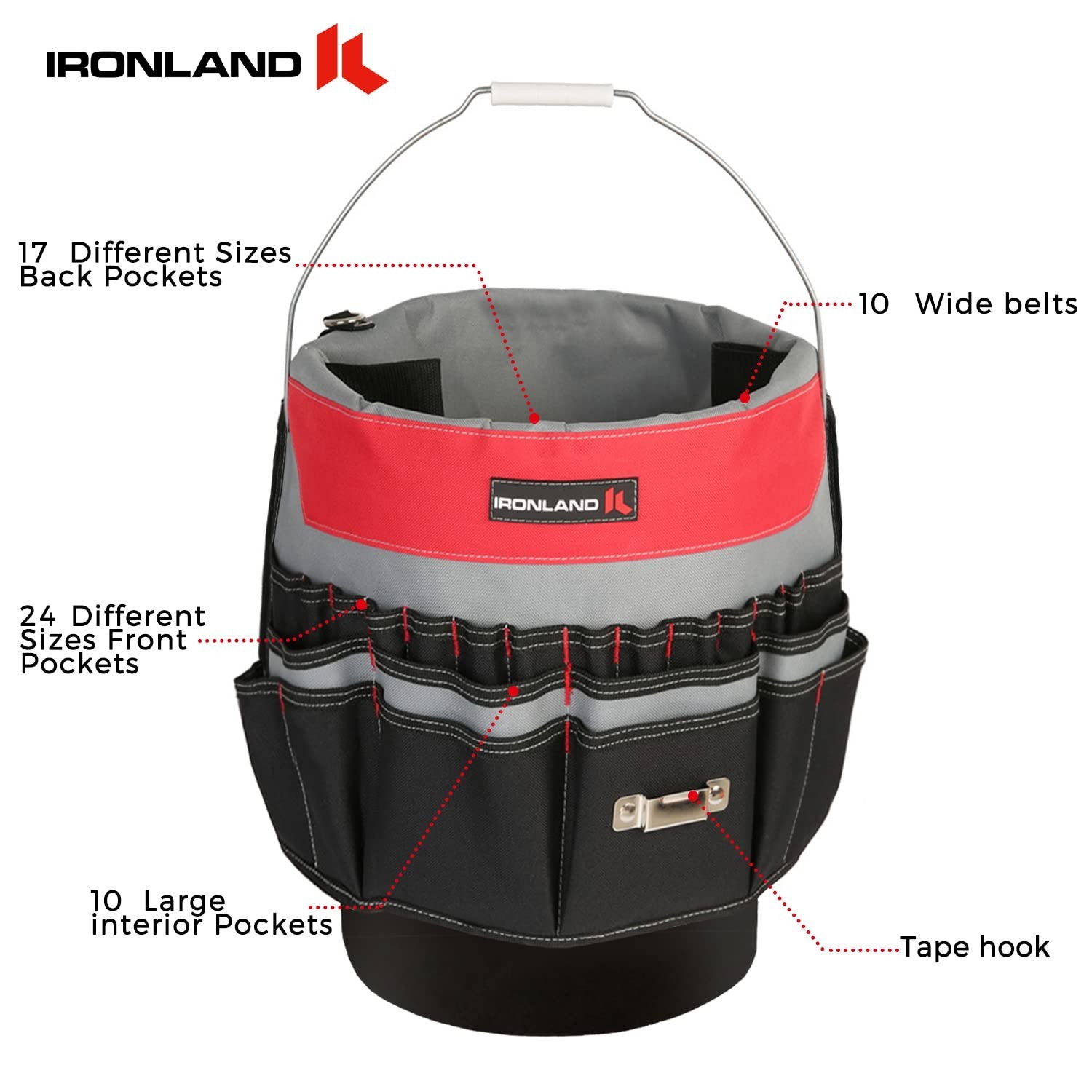 Bucket Tool Organizer with 51 Pockets for 3.5-5 Gallon Buckets – Heavy Duty Stor