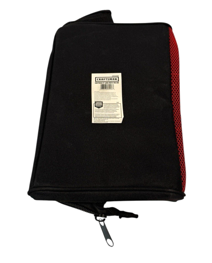 Craftsman 13 in. W X 9.75 in. H Wide Mouth Tool Bag 6 pocket Black/Red NEW