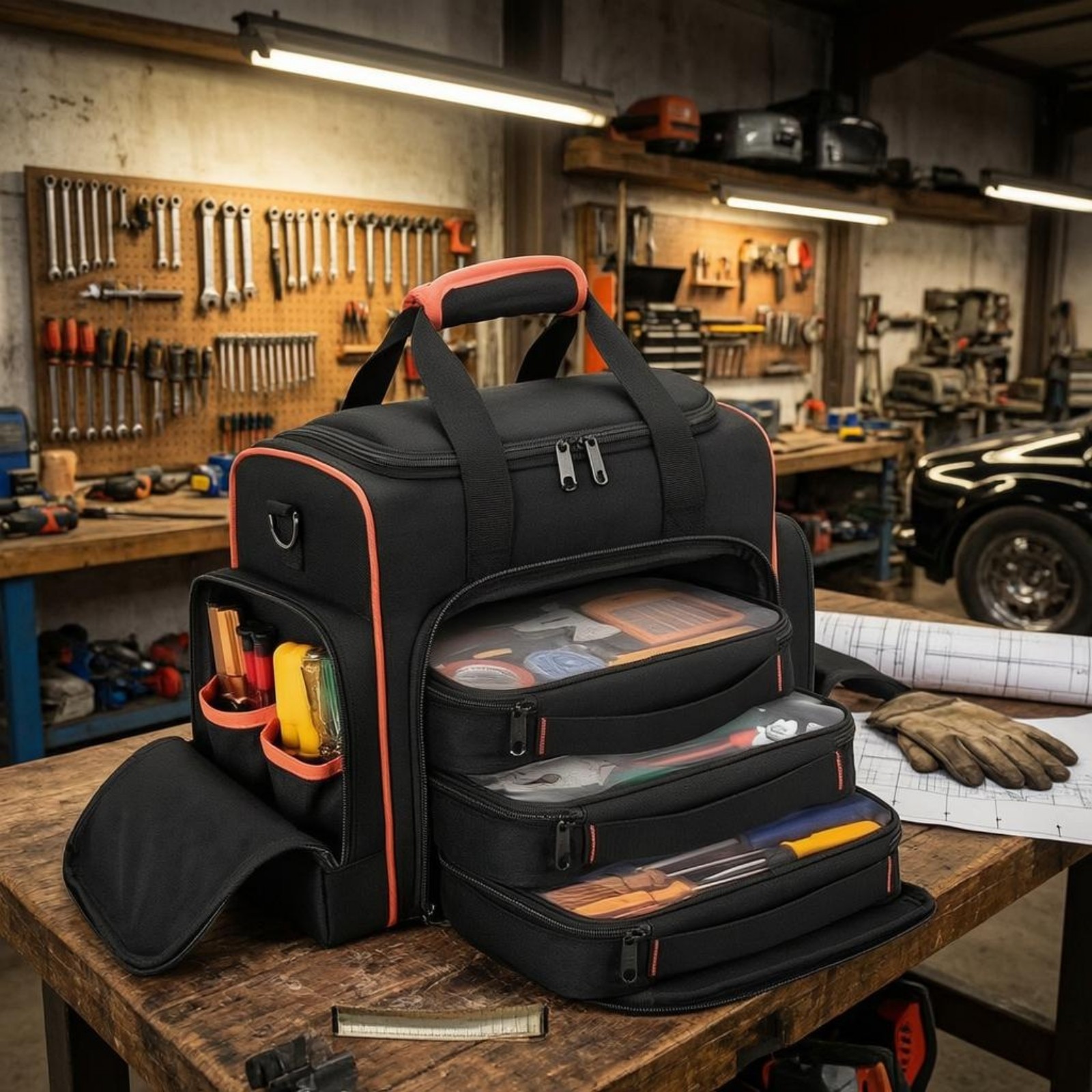 Electrician Tool Bag Padded Handle for Worksite, Electricians