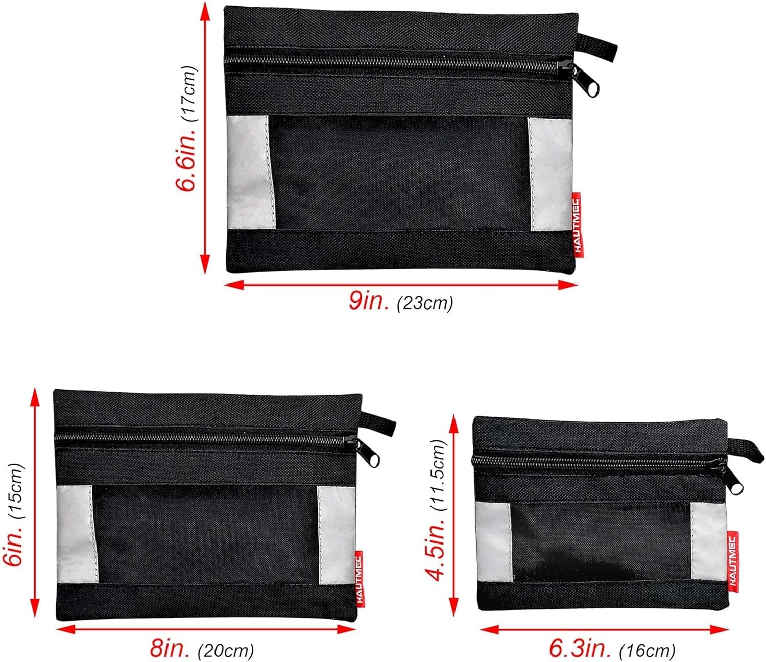 HAUTMEC 3 Pieces Small Tool Pouch, Multi Function Zippered 9″L x 6″W x 0.59″H