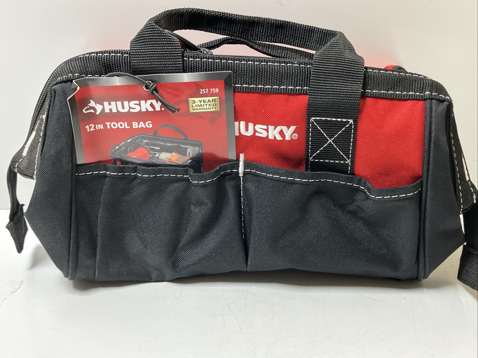 Lot Of (3) Husky 12” 4 Pocket Zippered Heavy Duty Tool Bag Shop Garage Storage