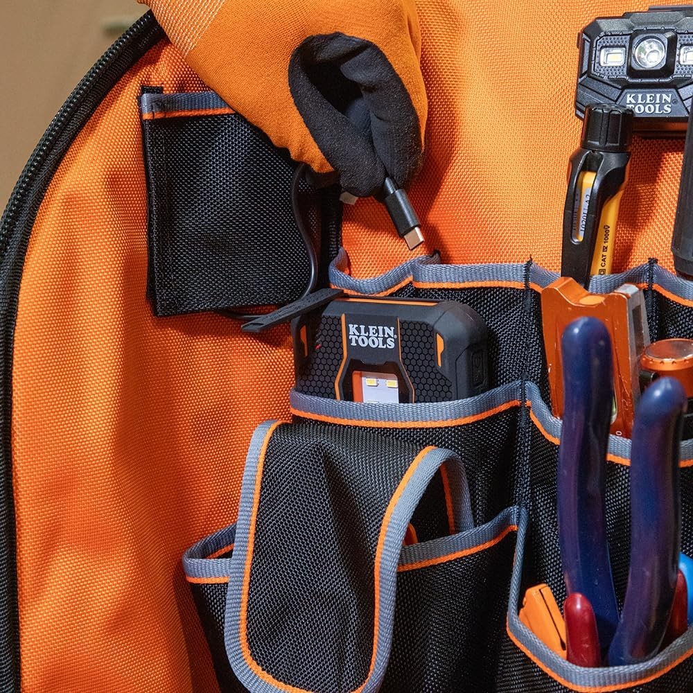Klein Tools 62482 Tool Backpack, Tool-Station Pro Black/Gray/Orange
