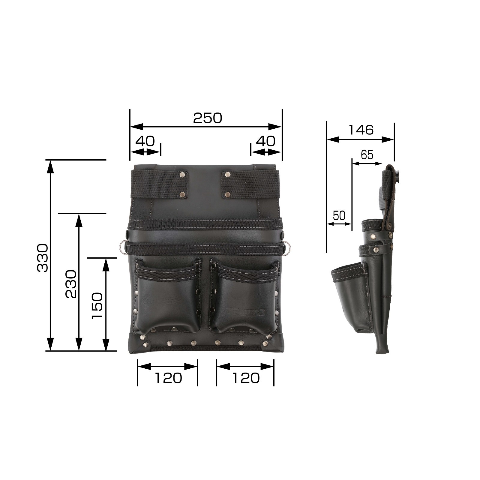 TAJIMA Tools Detachable Cow leather Tool Pouch 　Seff twin hooks Japan