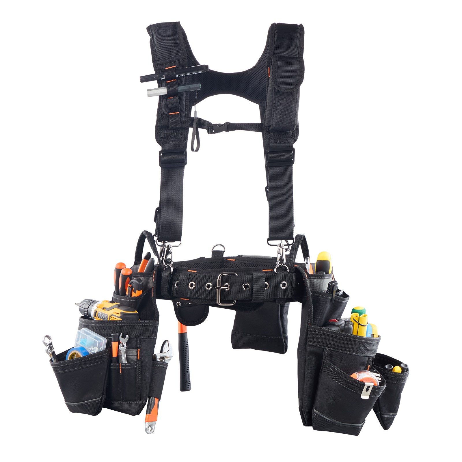 Uimoso Electrician’s Tool Belt with Suspenders and 19-Pocket Tool Pouch