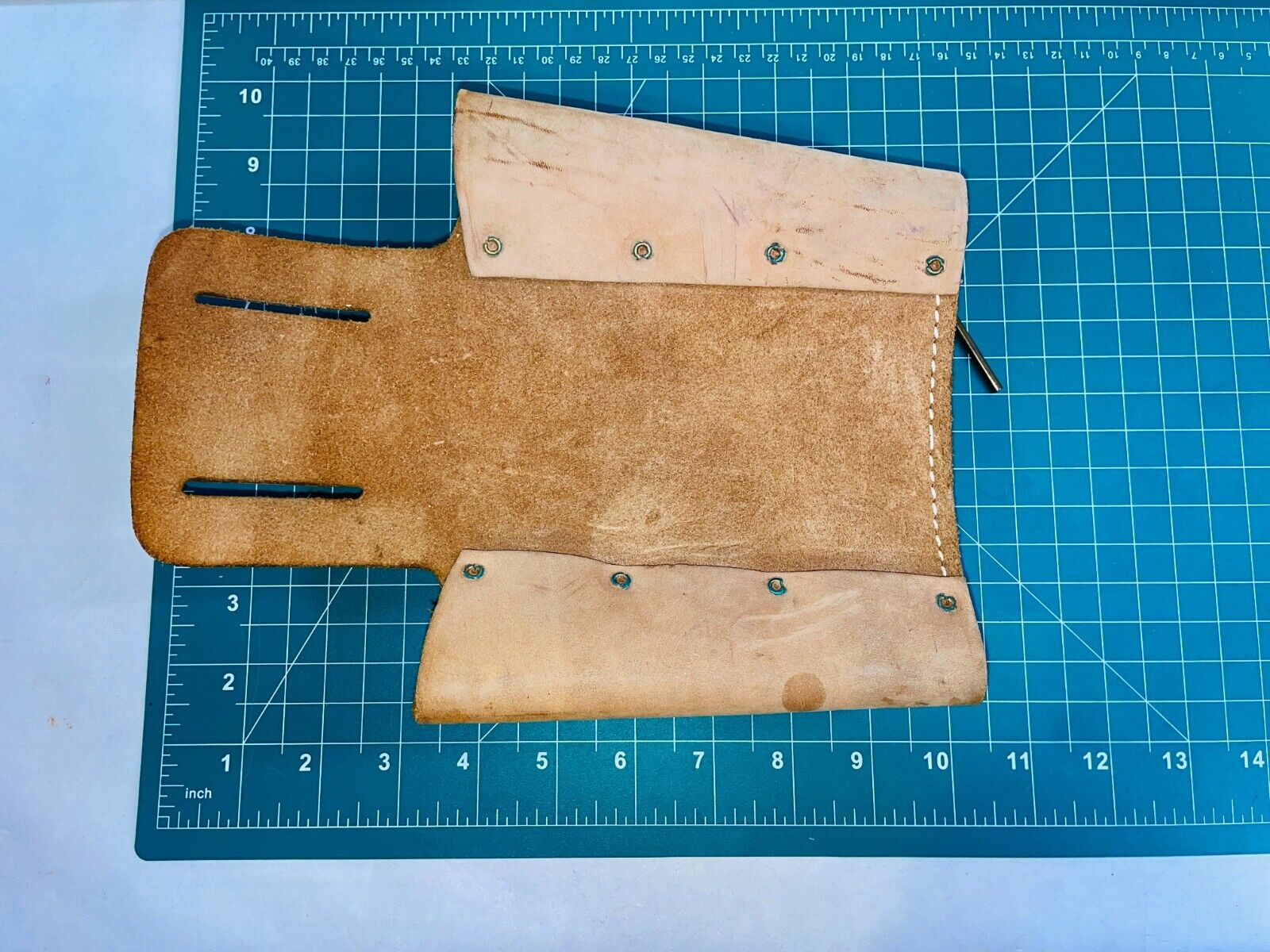 Nicholas No. 150 Tool Pouch Cowhide Leather With Green Strap Made In USA