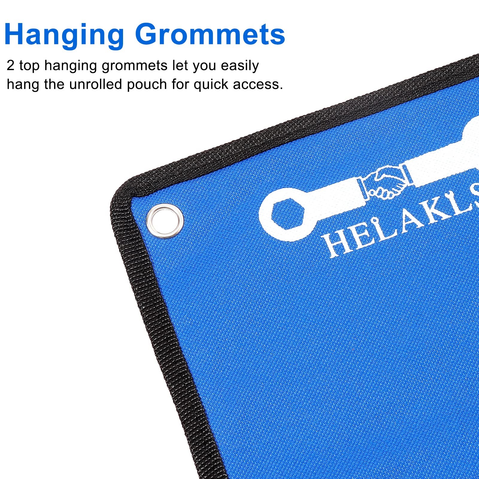 HELAKLS Wrench Tool Roll Up Pouch Metric 12 Pocket (8-19mm) Blue